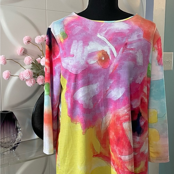 Lilly London Women's Tunic Style Colorful Abstract Artsy Top Size Medium - Picture 3 of 6